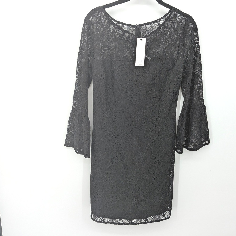 BB Dakota Mini Dress Women 4 Black Lace Bell Sleeve Sheath Whimsygoth Cocktail